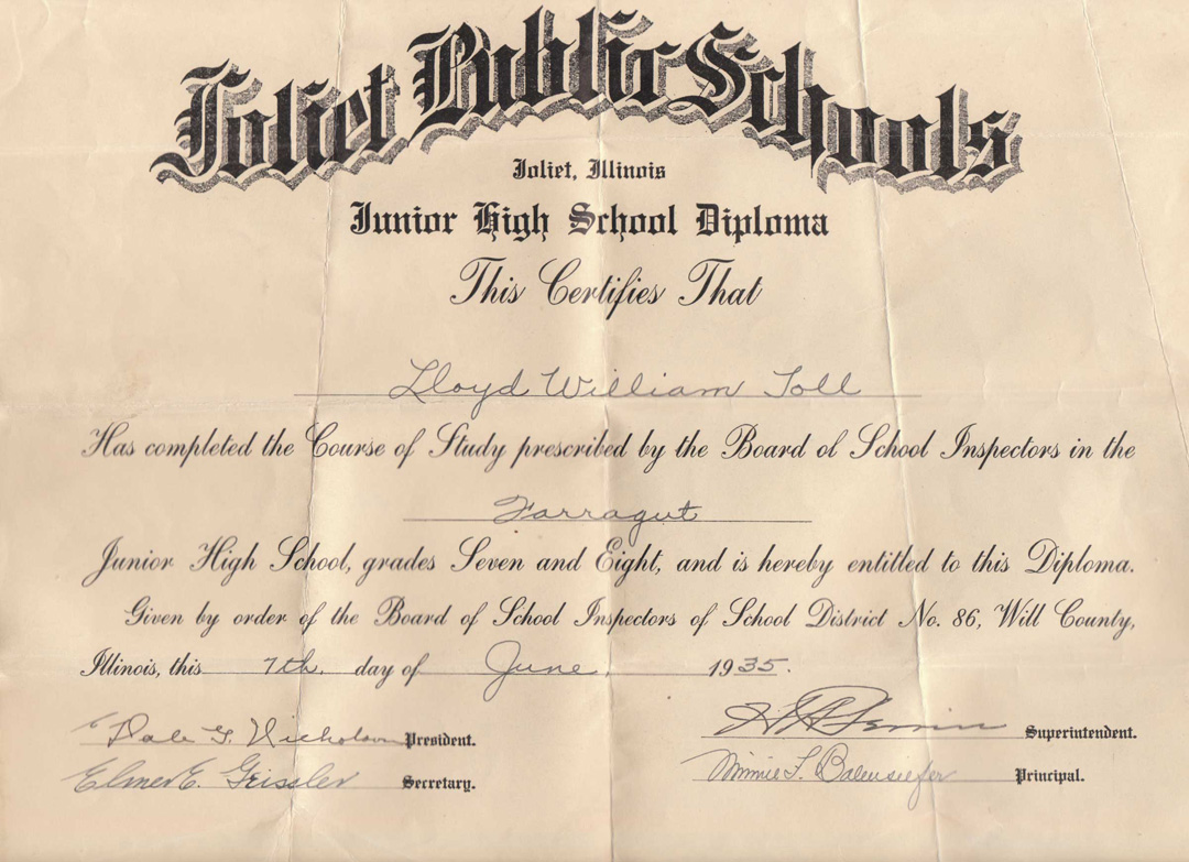 Lloyd's Jr. High Diploma