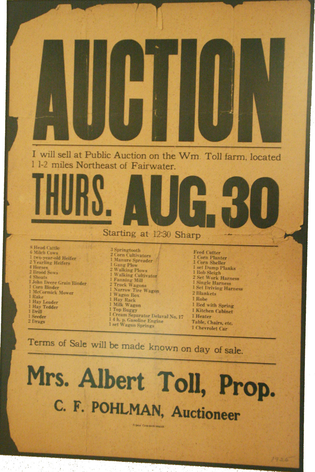 William Toll Farm Auction Poster