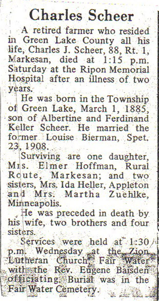 Charles Scheer Obituary